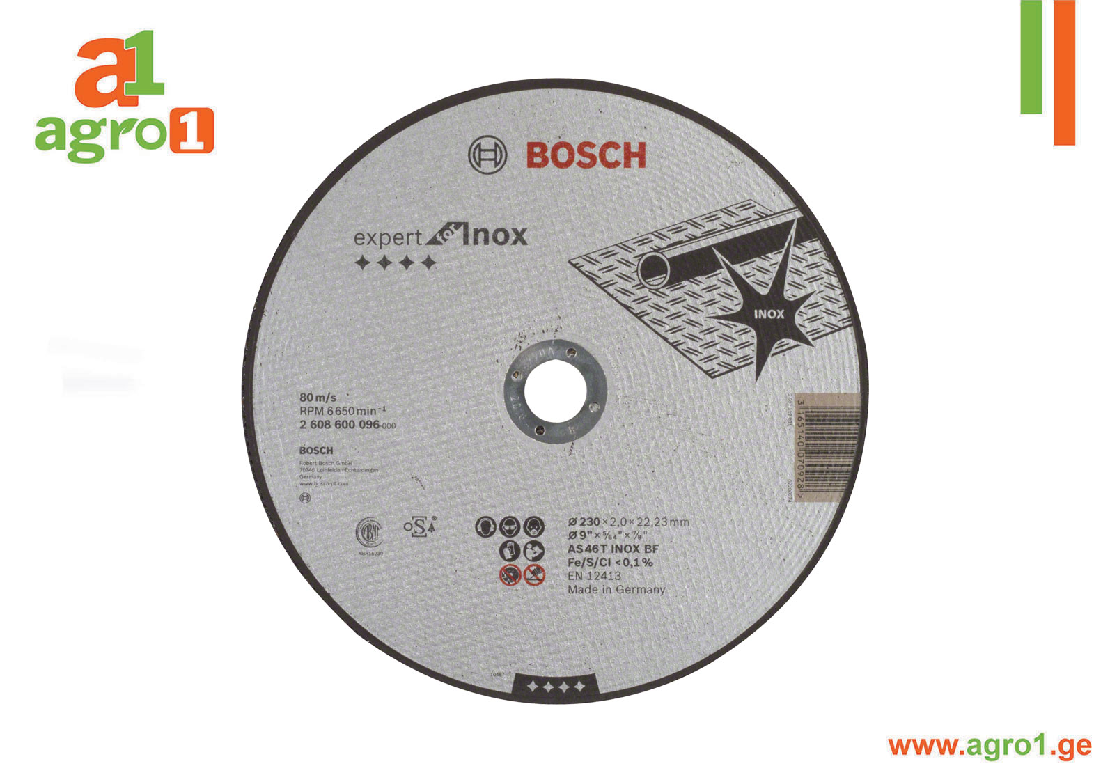 საჭრელი დისკი BOSCH Expert for Inox 230x2x22.23mm, S